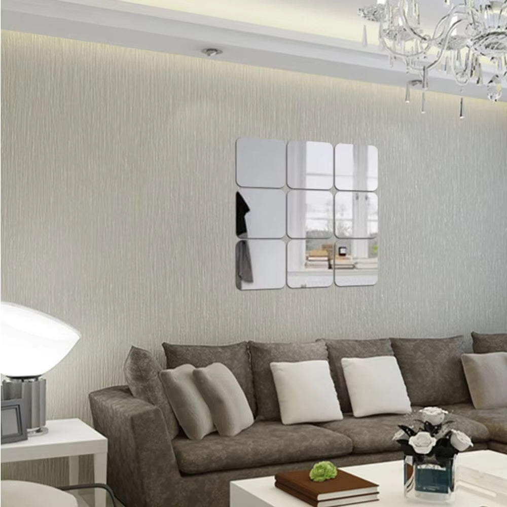 Self-Adhesive 3D Square Acrylic Mirror Wall Stickers DIY Free Combination Stickers for Living Room Porch Background Decoration