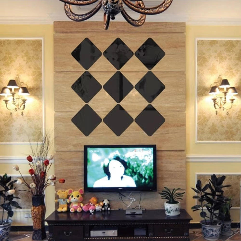 Self-Adhesive 3D Square Acrylic Mirror Wall Stickers DIY Free Combination Stickers for Living Room Porch Background Decoration