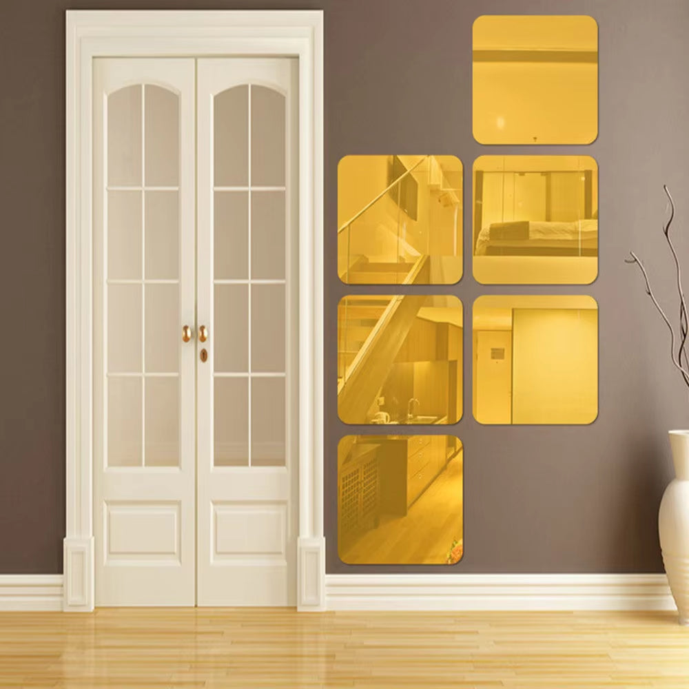 Self-Adhesive 3D Square Acrylic Mirror Wall Stickers DIY Free Combination Stickers for Living Room Porch Background Decoration