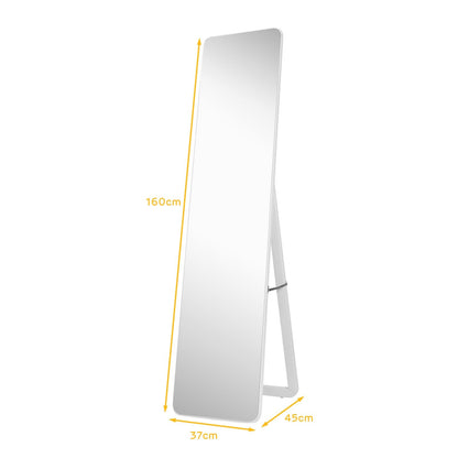 Miroir Autoportant Rectangulaire Pleine Longueur Cadre En Bois Massif 160 X 37Cm Blanc
