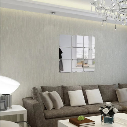 Self-Adhesive 3D Square Acrylic Mirror Wall Stickers DIY Free Combination Stickers for Living Room Porch Background Decoration
