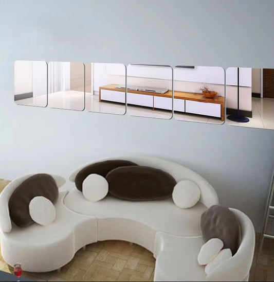 Self-Adhesive 3D Square Acrylic Mirror Wall Stickers DIY Free Combination Stickers for Living Room Porch Background Decoration